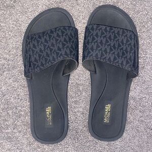 Michael Kors Black MK Monogram Slide Sandals